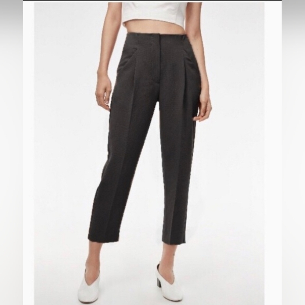 🌞Aritzia Wilfred Chambéry Pant Crepe High Rise Pleated Pants Gray Size 4